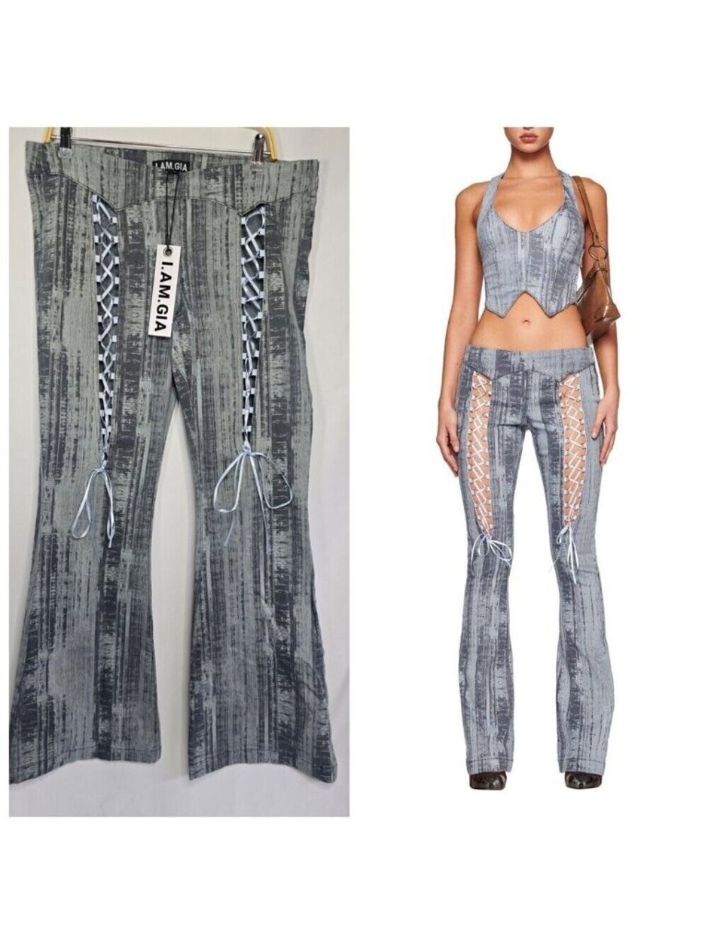 I. AM. GIA Women's MAYBEL Pant Pinstripe Denim Size XL- NEW WITH TAGS